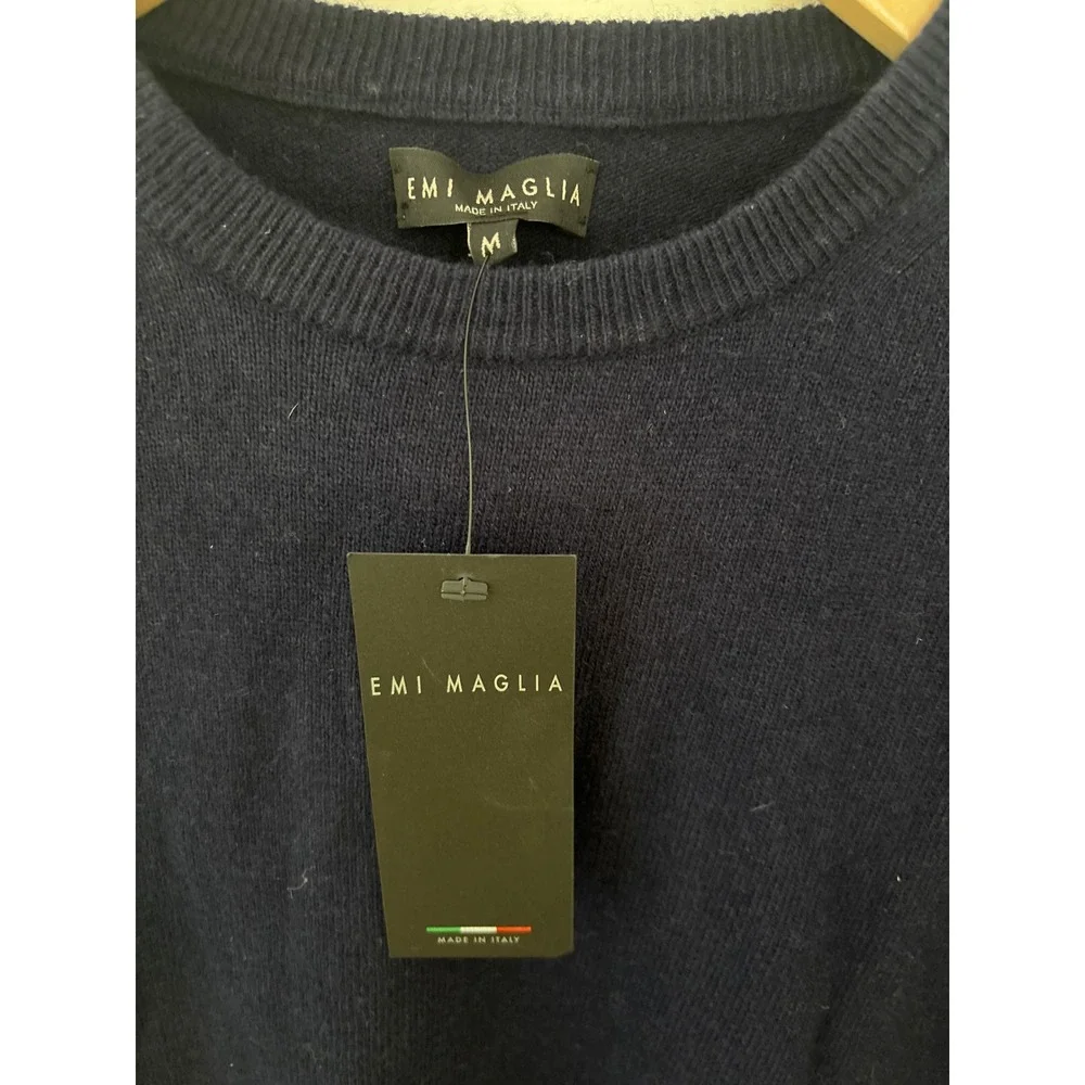 Emi Maglia Mens Navy Blue Wool Cashmere Blend Crewneck Sweater‎ Made in Italy M
